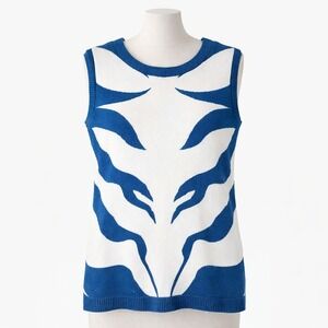 Elhoffer Galactic Snips Tank Top Sweater Veset Blue White Knit XXL USA Star Wars